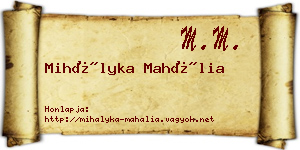 Mihályka Mahália névjegykártya